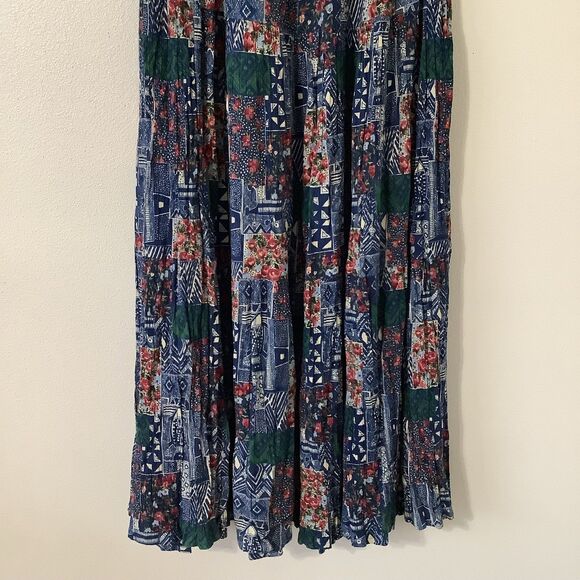 Vintage Patchwork Prairie Western Boho Cottagecore Cowgirl Peasant Maxi Skirt OS - Picture 8 of 10